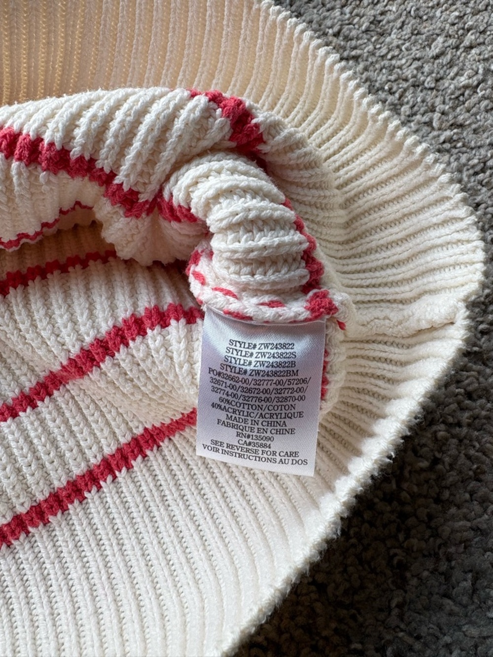 Buckle Z Supply Villa Striped 1/2 Zip Striped Sweater Red Pepper White size M - Picture 7 of 9